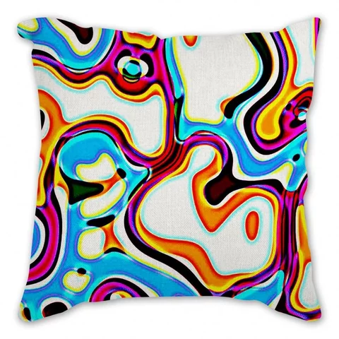 Multicolored Geometrical Art Print Throw Pillow