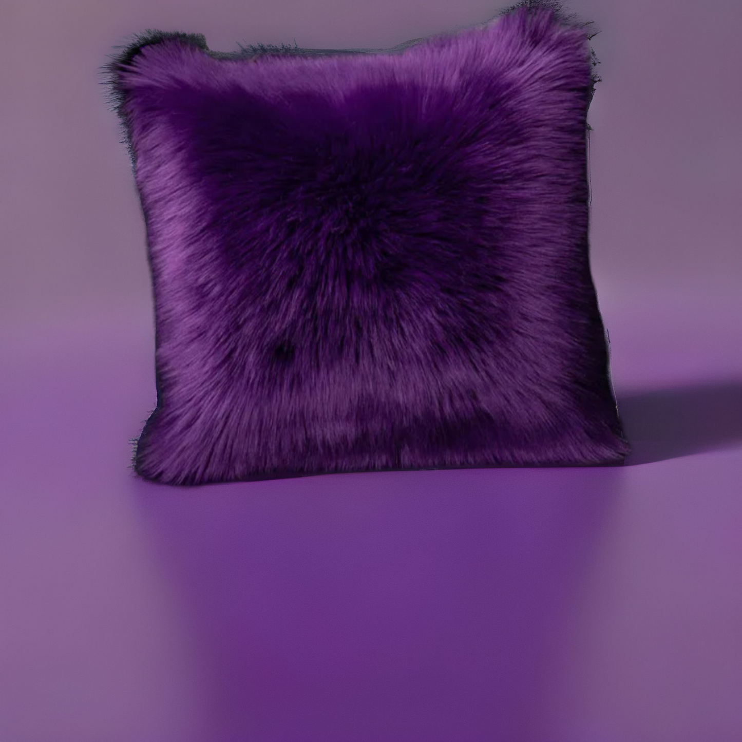 Purple Faux Fur Throw Pillow