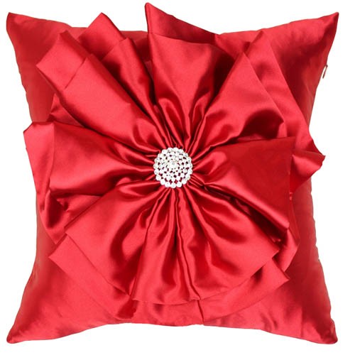 Red Satin Decorative Throw Pillow