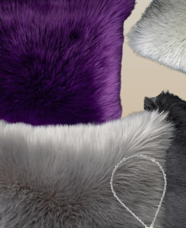 Purple Faux Fur Throw Pillow