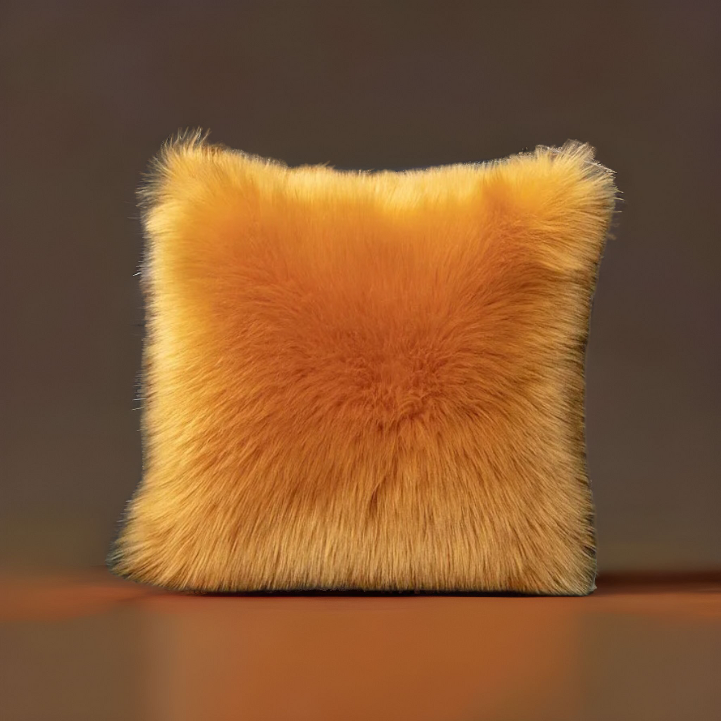 Mustard Faux Fur Throw Pillow