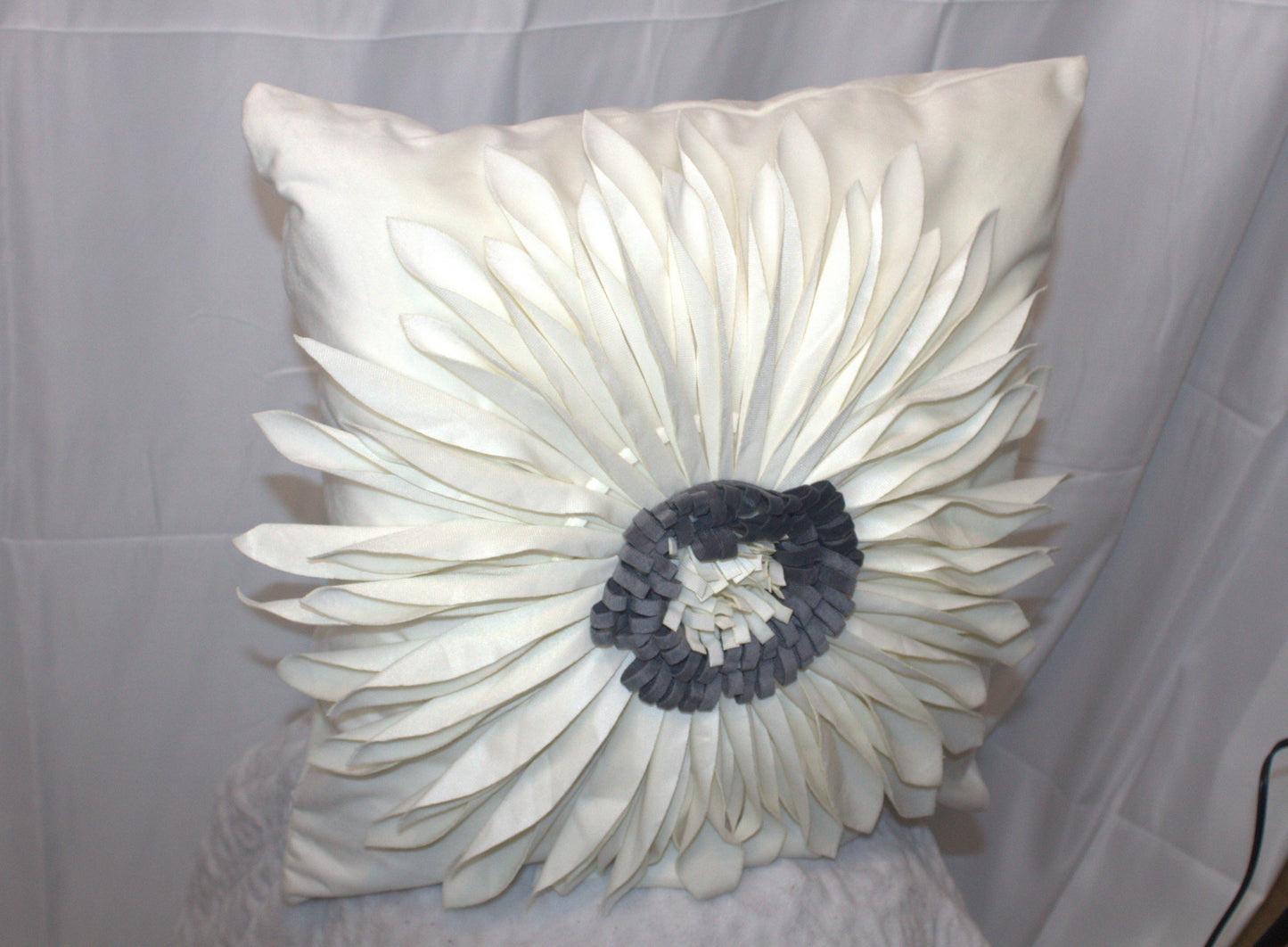 White Sunflower Decorative Throw Pillow