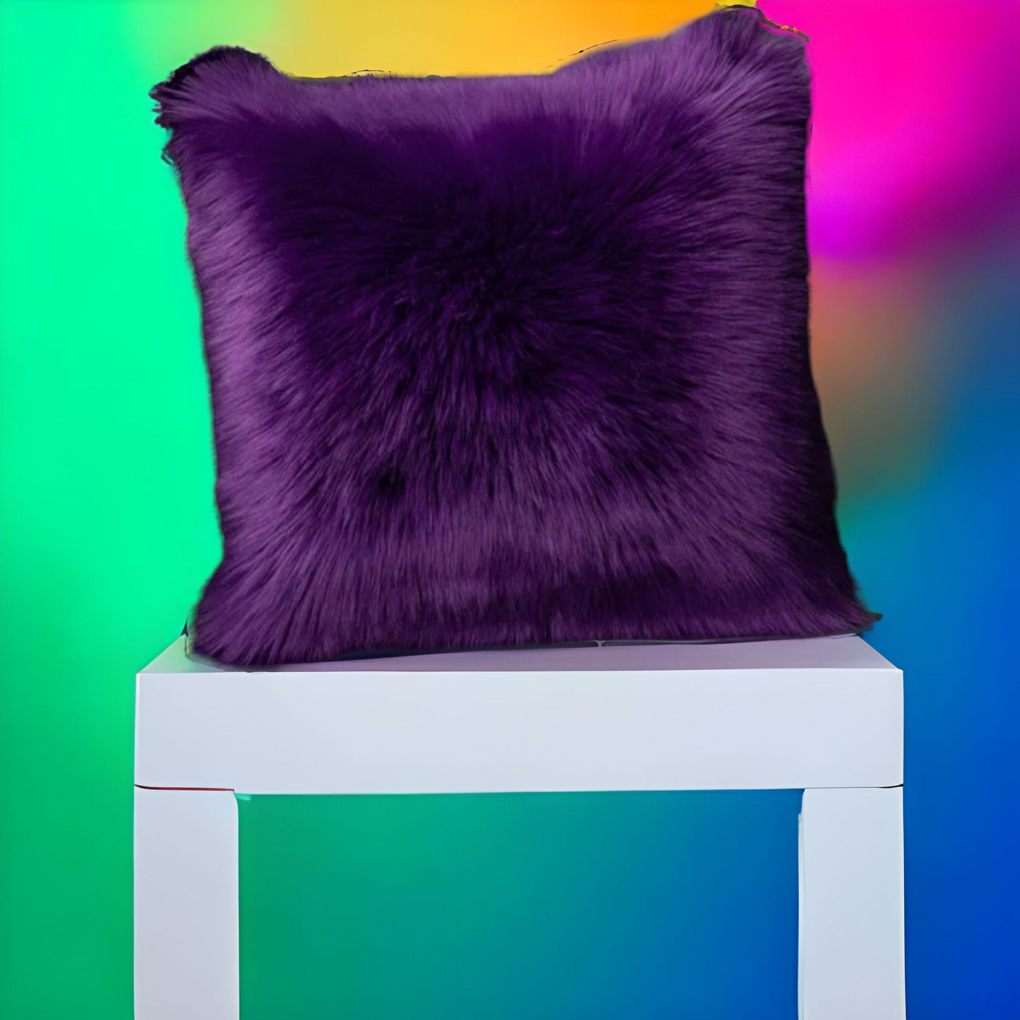 Purple Faux Fur Throw Pillow